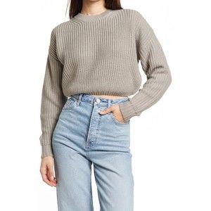 Elodie Nordstrom Sweater Crop Top Size S Soft Knit Light Grey Ribbed NWT B97